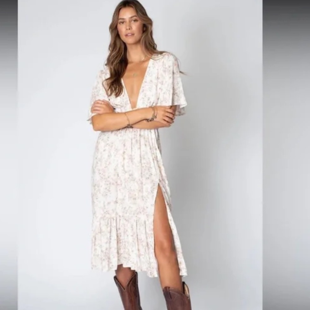 NWT STILLWATER Britton Midi pink floral Dress